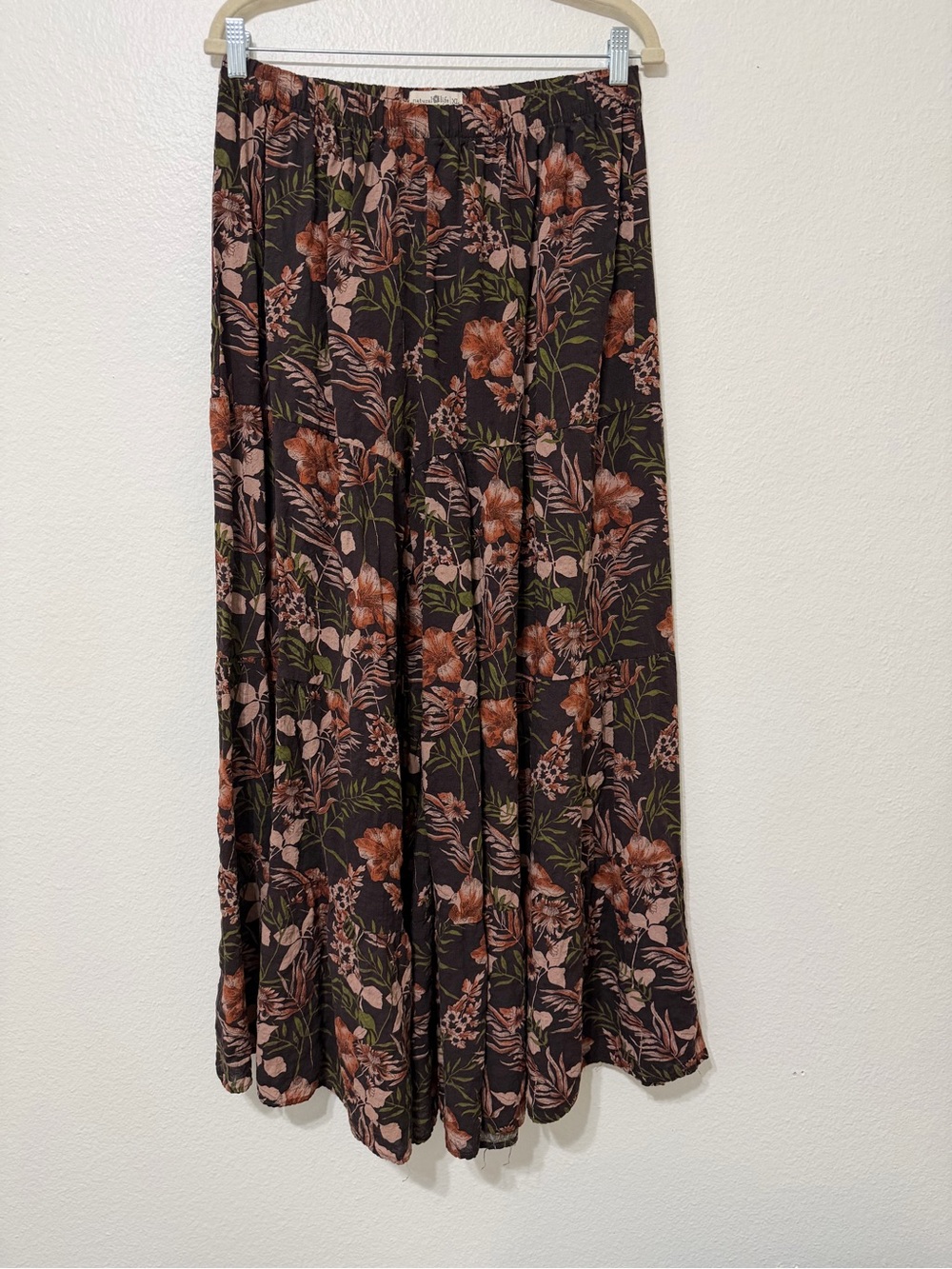 Natural Life Palazzo Pants Women’s XL Brown Floral Boho Flowy Pull On